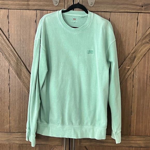 Levis Authentic Crewneck Sweatshirt Relaxed Fit in Green Size Medium EUC - Picture 2 of 5